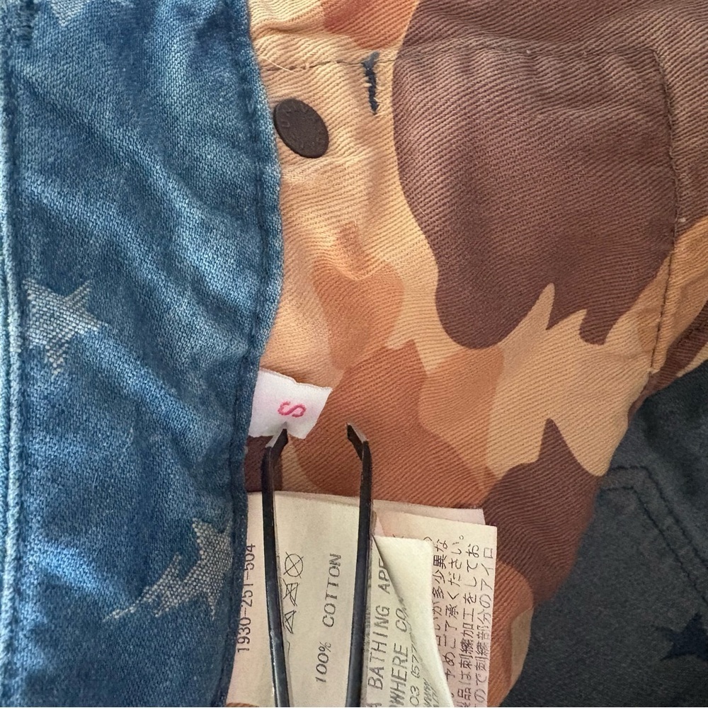 BAPE Women sz S BAPESTA Print Low Rise Denim Shorts A Bathing Ape Japan - Picture 7 of 11